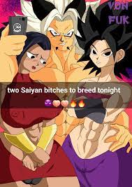 1boy 2girls abs big ass big breasts big butt big hips big nipples  big thighs black hair caulifla dominant male domination dragon ball dragon  ball af dragon ball super