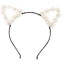 Adorable kitty cat ears headband handmade with high quality wool blend felt. White Flower Cat Ears Black Headband 15 Liked On Polyvore Featuring Accessories Hai Black Cat Ears Headband Hair Band Accessories Flower Hair Accessories