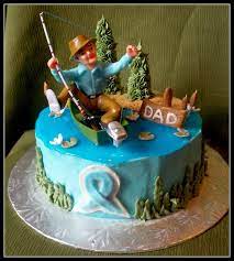 This adorable cake is a fabulous choice for the man who loves to fish! Fishing Cakes Men Fish Cake Birthday Cool Birthday Cakes Birthday Cakes For Men