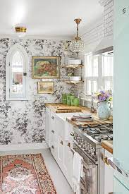 Maybe you would like to learn more about one of these? Luxury Modern Farmhouse Kitchen With Wallpaper Kitchen Design French Cottage Kitchen Interior Design Kitchen Cottage Kitchens