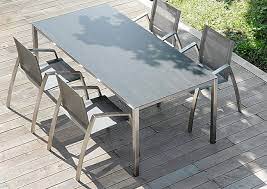 Avoir un salon de jardin design permets de donner un gros bonus à votre jardin, pour un petit prix, vous aurez un gros cachet en plus. Table De Jardin En Inox Brosse Et Plateau Hpl Haut De Gamme