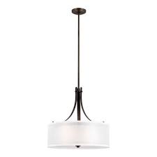 Sea Gull Lighting Elmwood Park 3 Light Heirloom Bronze Pendant With Satin Etched Glass Shade With Led Bulbs 6537303en3 782 Glass Shades Light Bulb Bases Glass Etching