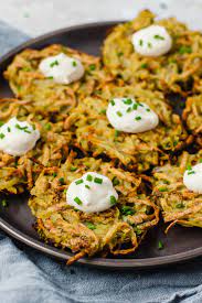 In a large bowl, whisk together the eggs, the heavy cream, and some salt. Batch Cooking Video To Help You Batch Cook Faster Plant Based Potato Zucchini Latkes