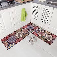 Keep your kitchen cabinets up to date with a modern makeover. Amazon Com Carvapet 2 Piece Non Slip Kitchen Rug Mat Runner Set Doormat Vintage Design Boho Style Hexagon 15 X47 15 X23 Kitchen Dining