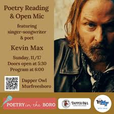 Join us Nov. 17 for a poetry reading and open mic with feature Kevin Max