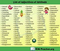 List Of Adjectives Of Attitude Adjectives Learn English English Adjectives