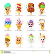 Collection Sweets Emotion Lovely Ice Cream, Doodle Icons. Beautiful Sweet .  Set of Funny Creams. Flat Design. Stock Vector - Illustration of emoticon,  cartoon: 79485953