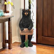 What to put on a porch welcome sign? Millwood Pines Millican Welcome Sign Bear Garden Statue Reviews Wayfair