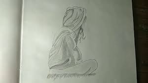 Transparent yuno png cute anime girls with ears png. Drawing Of A Alone Sitting Girl With Hoodie Youtube