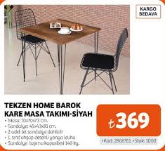 Tekzen Home Barok Kare Masa Takimi Siyah 2 Adet Tel Sandalye Indirimde Market