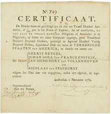 Vereenigde Staaten Van America Liquidated Debt Amsterdam 1 November 1789 Liquidated Debt For 1 1 200th Part In Het Fonds Capital Wertpapiere Papier Bond