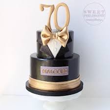 Black And Gold Birthday Cake For Man Sweet Philosophy On Instagram Happy 70th Malcolm Tuxedo Cake For A Gorgeous Dinner Party By M Dad Birthday Cakes Birthday Cakes For Men 70th Birthday Cake