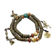 Tibetisches altes Material Duobao eingelegte Yakknochen lose Perlen