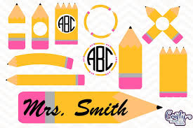 Download Pencil Svg Pencil Monogram Svg Back To School Teacher By Crafty Mama Studios Thehungryjpeg Com