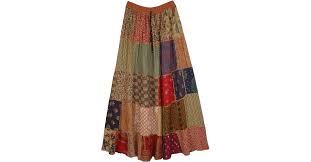 Majestic Floral Vibrant Patchwork Dori Long Skirt