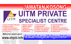Uitm private specialist centre | uitmpsc. Jawatan Kosong Uitm Private Specialist Centre 27 Ogos 2017 Jawatan Kosong Kerajaan Swasta Terkini Malaysia 2021 2022