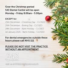 A bank holiday is a national public holiday in the united kingdom and the crown dependencies. 543 Dental Centre On Twitter Over The Christmas Period 543 Dental Centre Will Be Open Mon Fri 8 00am 5 00pm Except For 25th December Christmas Day Closed