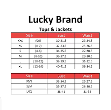 Lucky Brand Clothing Size Chart Lucky Brand Lucky Brand Outfits Clothing Size Chart