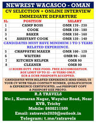 Are you beginning a job search? Cook Jobs Urgent Requirement For Oman In Newrest Wacasco