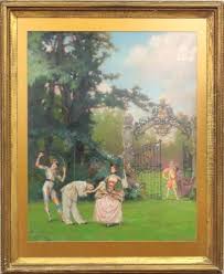 Garden Scene With Harlequins oil painting reproduction by Samuel Isham