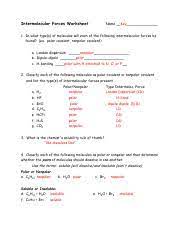 Mental model of matter being items per student), the tests on intermolecular forces were. Intermolecular Forces Worksheet Answers Pdf Intermolecular Forces Worksheet Name Key 1 In What Type S Of Molecules Will Each Of The Following Course Hero