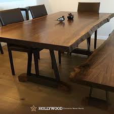 Hollywood 2 Parcali Ceviz Masa Bank Teslimatimiz 200x115 Live Edge Walnut Table Delivery Wood Wooden Live Edge Table Dining Room Table Dining Table