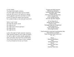 Saat itu usiaku sudah mau 17 tahun, sudah naik kelas 2 sma. O Holy Night Lyric