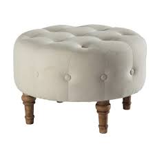 Gewatteerde Katoenen Poef In Linnen Kleur Colette Maisons Du Monde Ottoman Mobelideer Tapetsering