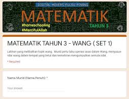 Kuiz Google Form Matematik Tahun 3 Wang Set 1 My Journal