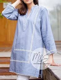 Lace Detailing On Plain Shirt In 2020 Pakistani Dresses Casual Casual Wear Dress Simple Pakistani Dresses