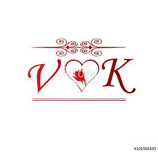 Download The Royalty Free Vector Vk Love Initial With Red Heart And Rose Designed By Otakzatikz At The Lowest Price Stock Market Initials Investing In Stocks