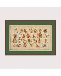 Broderie modele point de croix anagram sampler 4 saisons. Abecedaire Ours