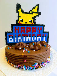 Pokemon Pikachu Happy Birthday Cake Topper 8 Bit Pixel Art Etsy Happy Birthday Cake Topper Happy Birthday Cakes Birthday Cake Toppers