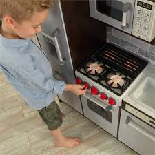 For the lil' chef in your home, the uptown white play kitchen is ready to cook up some fun! Kidkraft Uptown Elite Play Kitchen In Espresso And Gray 53426