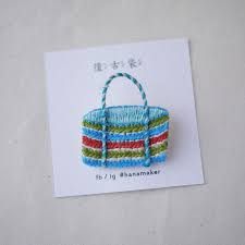 台灣古早味 系列 復古袋手工刺繡別針 胸針 hanamaker 花間手作 胸針 pinkoi handmade bags hand embroidered embroidery