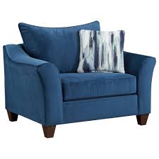 This oversized chair has tapered armrests and feet. Arapahoe Home Chair And A Half In Velour Navy Nebraska Furniture Mart