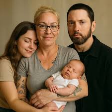 Eminem's family reunion moment when ex-wife Kim Scott visited her grandchild, Hailie Jades hugged her mother and cried. She placed a kiss on her grandchild's forehead 💙