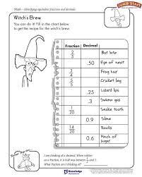Witch S Brew 4th Grade Free Math Worksheet On Fractions And Decimals Jumpstart Math Fact Worksheets Fractions Worksheets Fractions