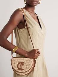 CHRISTIAN LOUBOUTIN By My Side leather and raffia shoulder bag |  NET-A-PORTER