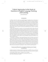 Pdf Critical Approaches To The Study Of Emotions In English Language Teaching And Learning
