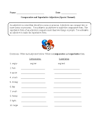Sports Themed Comparative And Superlative Adjectives Worksheet Superlative Adjectives Adjectives Describing Words