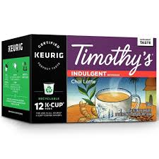 The pods are on sale in my local store and they have an espresso with froth i wanted to try. Timothy S World Of Coffee Chai Latte K Cup Pods 12 Pack Staples Ca