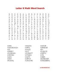 Letter K Math Word Search 27 Math Terms Start With Letter K To Find In This Word Search Puzzle Your Students W Math Word Search Math Words Learning Math