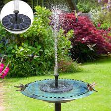 This panel can be positioned anywhere up to 16ft (5m) from the fountain according to the manufacturer. Solar Powered Floating 5 Nozzles Aquarium Garden Bird Bath Fountain Water Pump Automatic Fountain Pump Round Shape Battery Not Include Wish