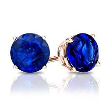 This Gorgeous Style Of Round Blue Sapphire Gemstone Stud Earrings That Holds An Approximate Total We Sapphire Studs Blue Sapphire Studs Sapphire Earrings Studs