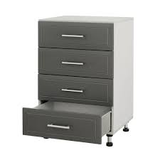It is usually laminated with some kind of vinyl to give it the appearance of wood. Closetmaid Pro Garage 36 5 In H X 24 In W X 20 In D Gray Laminate 4 Drawer Base Cabinet