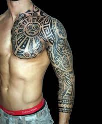Tribal Rock Styled Tattoo On Arm And Chest Jpg 419 512 Pixels Tribal Arm Tattoos Tribal Chest Tattoos Cool Tribal Tattoos