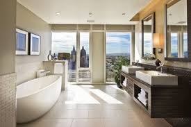 Contemporary Bathroom In Las Vegas With Double Sinks And Freestanding Tub The View Is Perfect Bathroom Vanity Designs House Design Floating Bathroom Vanities