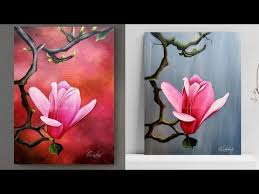 Painting easy cherry blossoms with acrylic paint real time demo. Step By Step Acrylic Painting On Canvas For Beginners Magnolia Painting Art Ideas Abstract Flower Painting Flower Painting Canvas Canvas Painting Tutorials