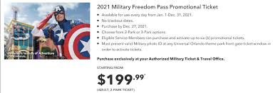 Once your application has been processed, and is successful, your freedom pass will take 7 to 10 working days to be sent to you. Universal Orlando S Military Freedom Pass Lets You Visit The Parks All Year With No Blockout Dates Laughingplace Com